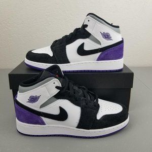 Nike Air Jordan 1 Mid SE GS White Court Purple